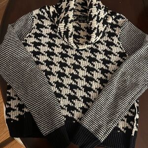 Lucky Brand Black and White Cowl Neck Sweater